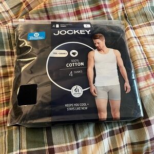 NWT Jockey Pack of 4 100% Cotton Black Tank Tops